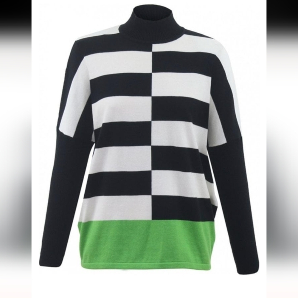 Marble color block knit jumper sweater